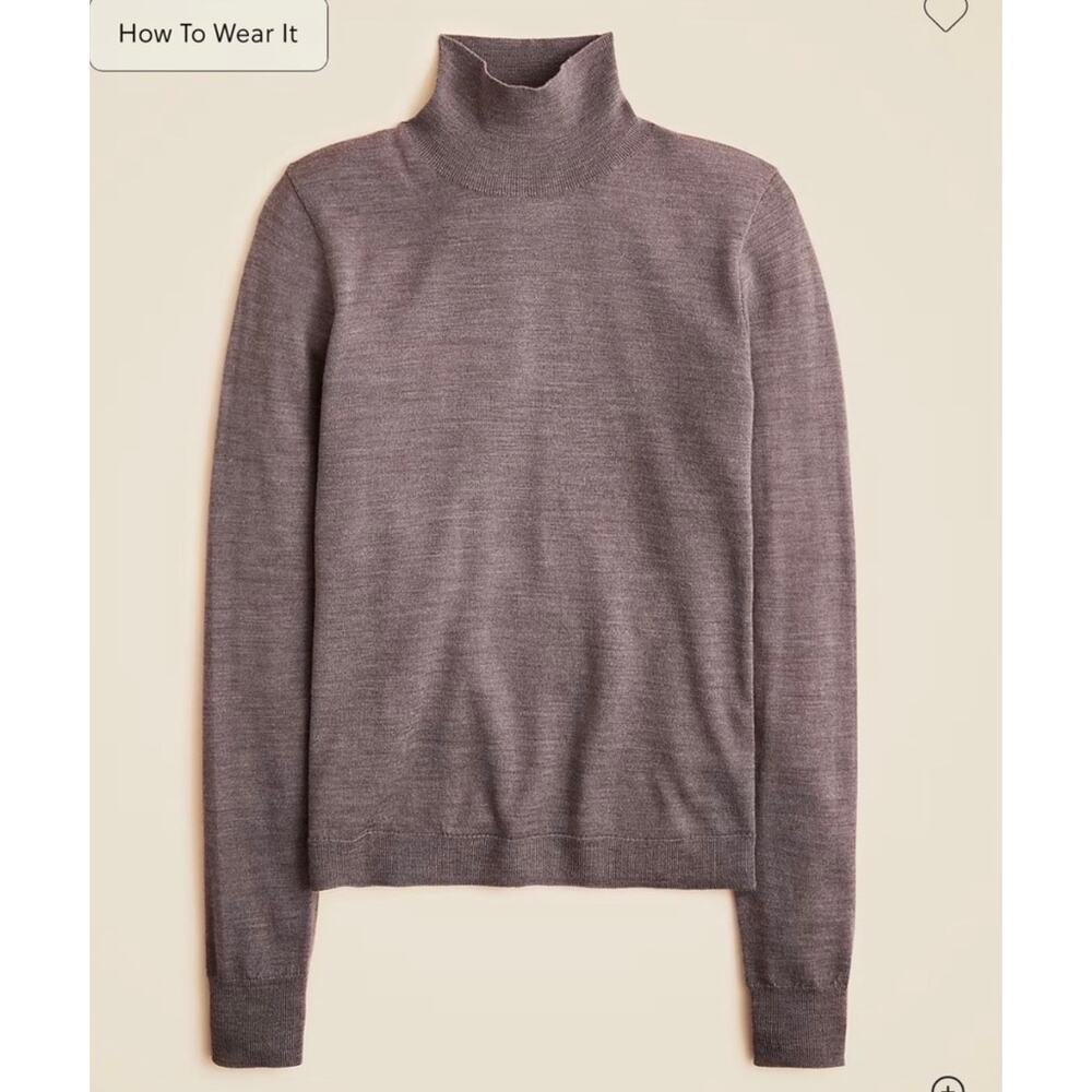 J. Crew Carolyn turtleneck sweater in merino wool Heather Carbon NWT size XS